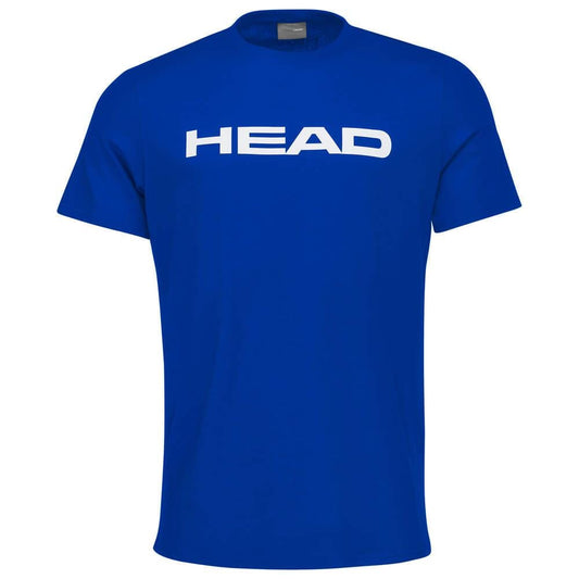 Navy tennis T-shirt from HEAD, showcasing a striking "HEAD" print in white capital letters across the chest, made from a soft polyester and cotton blend.