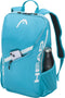 The HEAD Tour 25L Tennis Backpack - Blue includes a front zip pocket for your smartphone, a side pocket for a stainless steel water bottle, and features a top handle plus padded shoulder straps for comfort.