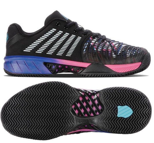 K-Swiss Express Light 3 HB Indoor Court Mens Tennis Shoes - Black / Blue / Pink