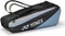 The Yonex BA52526EX Club 6 Racket Tennis Bag in black and blue features the Yonex logo and two zippered compartments—an ideal, durable choice for athletes needing organized storage for up to six rackets or sports gear.