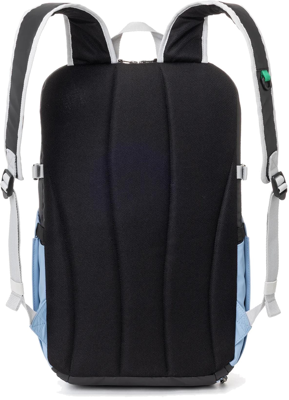 The Yonex BA52512EX Club Tennis Backpack - Black / Blue features light blue side pockets, padded shoulder straps with white trim, and a top handle—an ideal and durable choice for tennis matches or practice. Brand: Yonex.