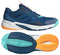 The ADIDAS Crazyflight 6 Men's Indoor Tennis Shoes in navy feature teal and orange accents, with a textured sole combining teal, navy, and bright orange sections designed for superior indoor court grip.