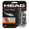 The packaging for the HEAD Lynx Tour Tennis String Set - Orange by HEAD features an image of a person on the right. These co-polyester monofilament strings are 1.25 mm thick, 12 m long, and weigh 17 g, crafted for superior control and spin.