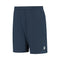 Product Description: The K-Swiss Hypercourt Men's 7 Inch Tennis Shorts in Peacoat feature a plain dark blue design, complete with an elastic waistband and deep pockets. A small K-Swiss logo is subtly placed near the hem on one leg. Crafted from 4-way stretch fabric, these shorts are lightweight and ideal for both sports and casual wear.
