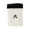 Pair your Le Coq Sportif Tennis Sweatband - Marshmallow with a white towel featuring a black top edge and centered rooster logo—stay stylish and sweat-free on the court.