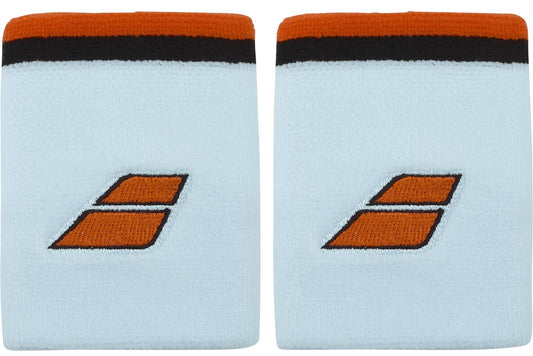 A pair of large Babolat Terry Jumbo Wristbands in Illusion Blue, designed for sweat absorption, featuring the Babolat logo and premium fabric.