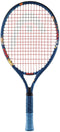 The HEAD x Paw Patrol 21 Junior Tennis Racket - Blue features a red string pattern, cartoon characters on the frame, and a light blue grip with small designs—an ideal choice for young players seeking a fun and reliable junior racket.