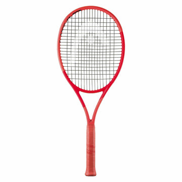 The HEAD Radical Team 2025 Tennis Racket, shown vertically on a white background, features black strings, a smooth rounded frame, and Auxetic 2.0 technology—ideal for all-court team players.