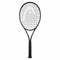 The HEAD Speed Pro LTD 2023 Tennis Racket - Black (Frame Only) from HEAD displays a sophisticated black design with Graphene Inside technology, complete with a mesh string pattern and a stylish black grip handle, set against a white background.