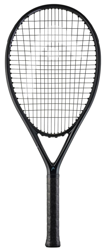 The HEAD PWR 115 Tennis Racket by HEAD is lightweight and designed for beginners, combining a stylish black frame with excellent performance.