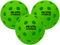 Three green Pickleball United Freedom 40 Outdoor Pickleball Balls are shown. Each ball, made by Pickleball United, is labeled "PB UTD. OUTDOOR 40" in black and designed with multiple holes for outdoor play. Set includes three balls.