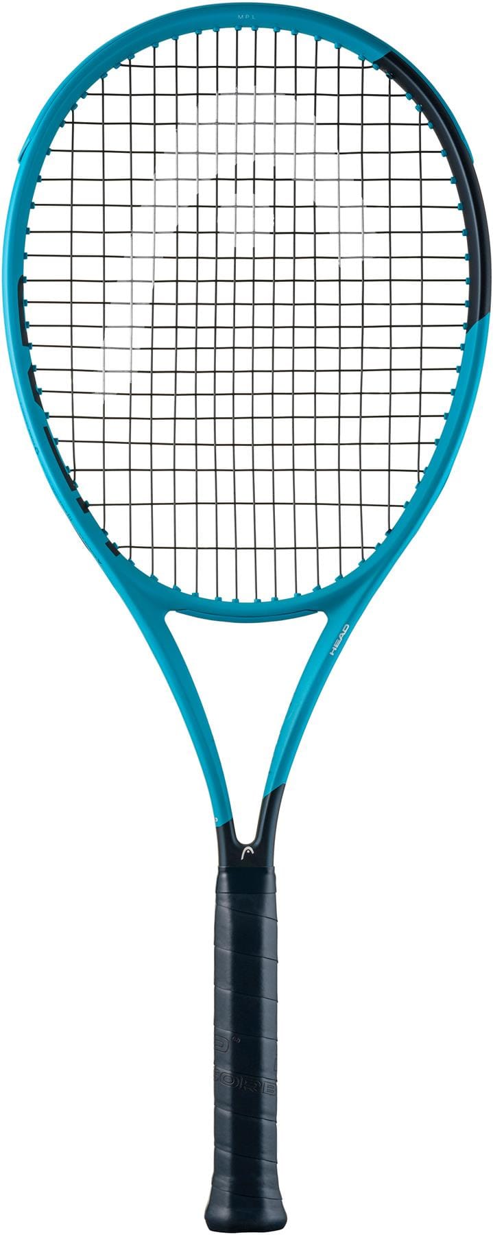 The HEAD Boom MP L 2026 Tennis Racket features a blue and black design, black handle, and strings, displayed upright on a white background, delivering effortless power for your game.