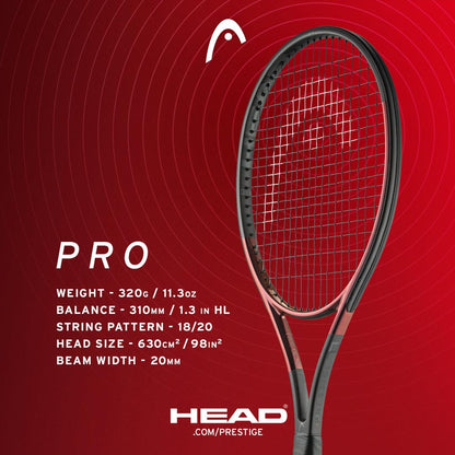 HEAD Prestige Pro 2023 Tennis Racket - Black (Frame Only) - Specs