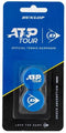 Dunlop ATP Flying D Tennis Vibration Dampener - Blue features two blue circular dampeners with white Dunlop logos in blue and black packaging, designed to minimize string vibrations for superior shock absorption. "Love the Game" text appears at the bottom.