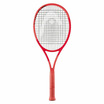The HEAD Radical Pro 2025 Tennis Racket by HEAD, in red with a black string pattern and Auxetic 2.0 technology, is shown on a white background—perfect for all-court tournament players seeking power and precision.