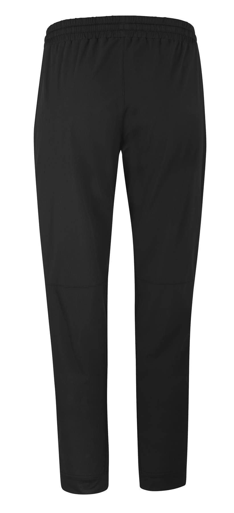 A pair of Babolat Play Men's Tennis Pants in black is showcased from the back, highlighting its elastic waistband and minimalist design. Crafted with Fiber Dry technology for maximum comfort, these pants ensure you're always court-ready.