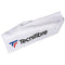 The Tecnifibre Logo Towel in white, featuring the Tecnifibre brand name in black and a blue and red stylized "T" emblem, is ideal for training and matches due to its optimal absorbency.