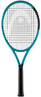 The HEAD IG Boom XCEED Tennis Racket by HEAD, in blue and black with a black grip and strings, made from graphite, is displayed against a white background.