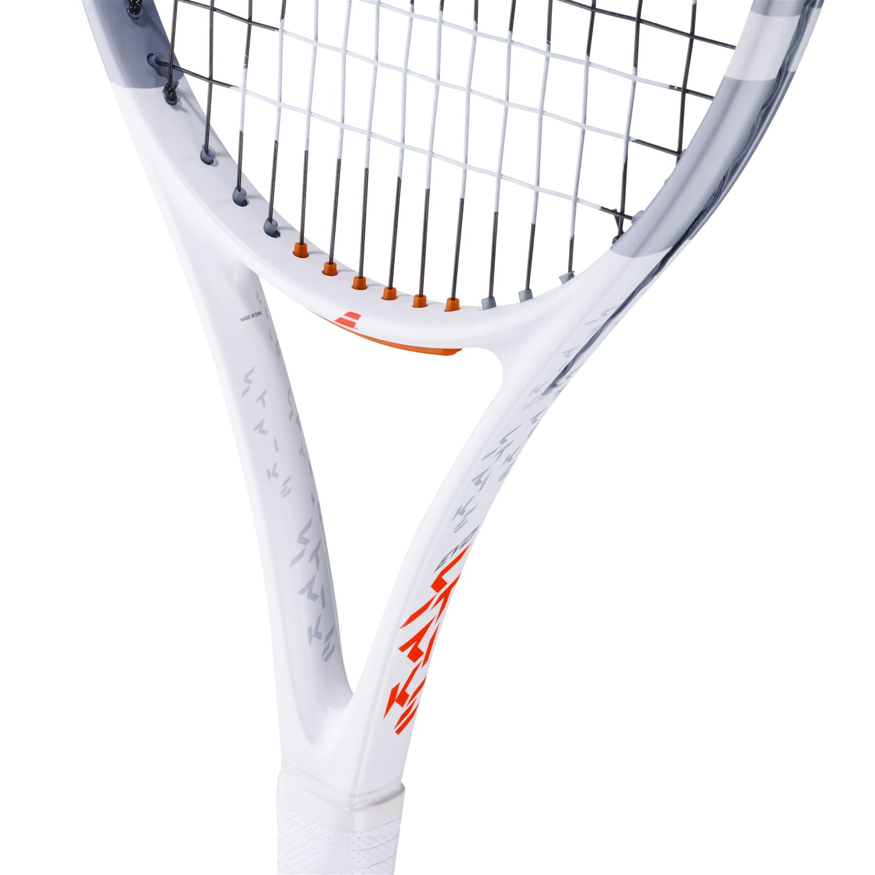 Babolat Evo Strike Gen 2 Tennis Racket - White / Red / Grey (Strung) - Throat