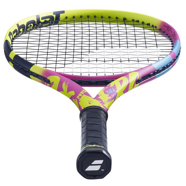Babolat Pure Aero Rafa Junior 26 Tennis Racket - Yellow / Pink / Blue - Butt