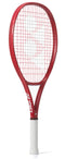 The Yonex VCORE 25 Junior Ruby Red 2026 Tennis Racket features a red frame, white grip, and white strings with a striking central pattern.