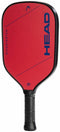 The HEAD Kickstarter Red Pickleball Paddle features a black handle and edges, with "KICKSTARTER" in vertical text and bold blue "HEAD" branding—an ideal entry-level paddle for beginners.
