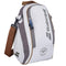 A grey Babolat Wimbledon Cooler Tennis Bag with a shoulder strap and zipper closure. The bag showcases the iconic Wimbledon logo at the bottom, a herringbone pattern, and an insulated section to keep your essentials cool.