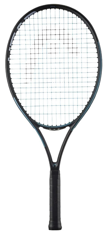 The HEAD Gravity Junior 25 2025 Tennis Racket by HEAD stands upright against a plain white background—ideal for young players seeking a quality junior racket.