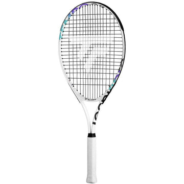 The Tecnifibre Tempo 25 Junior Tennis Racket by Tecnifibre is ideal for young players, featuring a white handle and youth-friendly design.