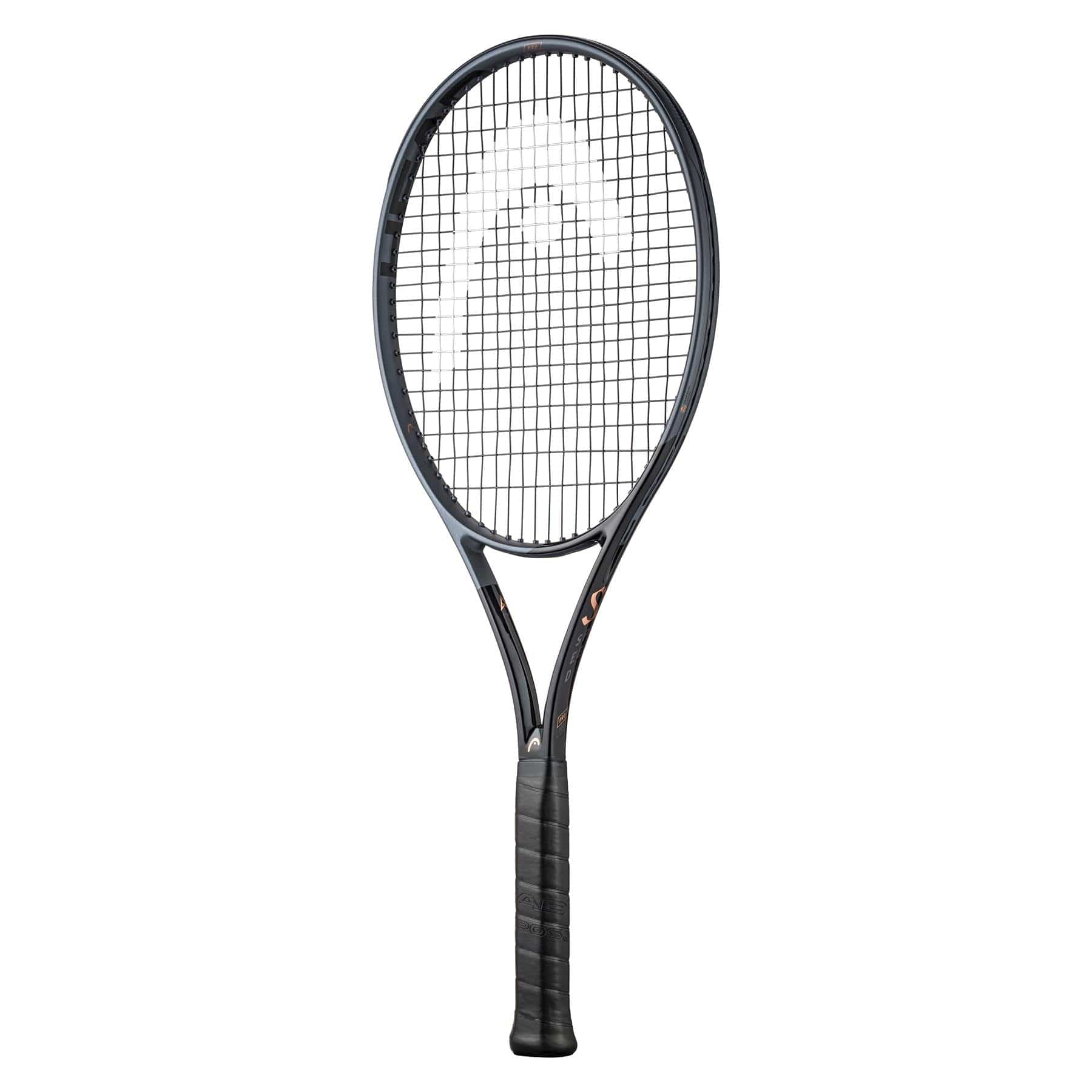 The HEAD Speed Pro LTD 2023 Tennis Racket - Black (Frame Only) features a modern black design with the brand's logo prominently displayed on the strings. Its handle is meticulously wrapped for optimal grip, and the slightly rounded frame enhances its contemporary look. With Graphene Inside technology, this racket from HEAD takes your game to new heights with advanced innovation.