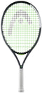 The HEAD IG Speed Junior 23 2026 Tennis Racket is a black kids' racket with green strings, a white grip, and a large stylized logo on its lightweight graphite frame.