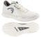 HEAD Sprint Pro 4.0 Men's Tennis Shoes in Chalk White/Dark Grey feature a side view with gray logo, textured sole for grip, and central gray insert. These lightweight HEAD shoes offer breathable comfort for both on and off the court.