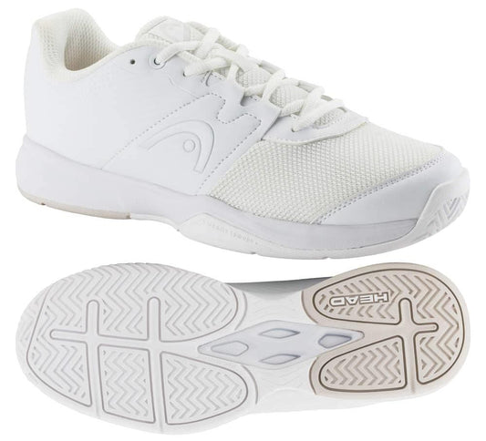 Experience lightweight comfort with the HEAD Revolt Court Women's 2025 Tennis Shoes in white/grey. Featuring a mix of smooth and mesh materials, they offer perfect grip with textured soles. Laces provide a secure fit, while the stylish logo completes your game look.