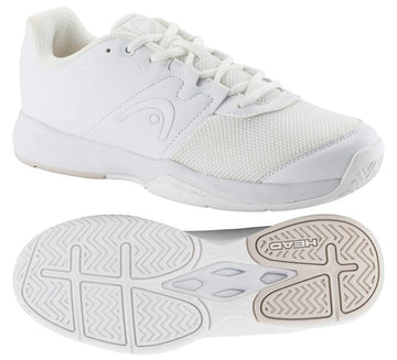 Experience lightweight comfort with the HEAD Revolt Court Women's 2025 Tennis Shoes in white/grey. Featuring a mix of smooth and mesh materials, they offer perfect grip with textured soles. Laces provide a secure fit, while the stylish logo completes your game look.