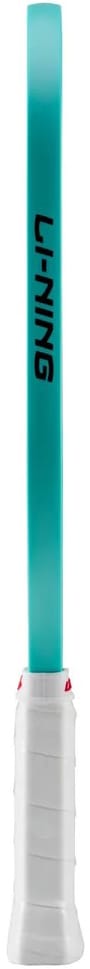 A Li-Ning HyperControl 5 Pickleball Paddle with a turquoise face, white grip handle, and “LI-NING” branding displayed on the shaft, is shown vertically against a white background. The paddle features design elements inspired by the carbon fibre surfaces typical of high-performance pickleball paddles.