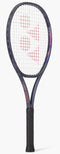The Yonex Percept 100L Tennis Racket - Midnight Navy features a dark blue and purple frame, black grip, and red Yonex logo on the strings, shown upright against a white background.