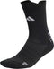 The adidas Performance Cushioned Crew Grip Sports Sock in black features a white adidas logo on the side and an "L" by the toe. Moisture-wicking for comfort during workouts, this sock is shown on a white background.