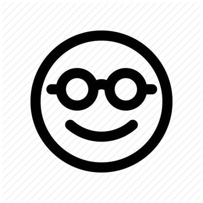 This product, "Choose Strings" by Tennis HQ, features a minimalist black and white line drawing of a smiley face wearing round glasses. The face is framed within a circle against a striped background.