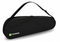 The TennisHQ 3 Racket Tennis Bag - Black is a lightweight bag with a shoulder strap, two zippers, and a green tennis ball logo on the lower left corner—ideal for carrying your gear.