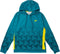 Introducing the Yonex YHD7 Unisex Tennis Hoodie in teal—a stylish hoodie from Yonex featuring a bold geometric pattern, vibrant yellow side panels, drawstrings, a convenient front pocket, and a subtle yellow Yonex logo on the chest. This tennis hoodie blends comfort with eye-catching design, making it perfect for both on and off the court.
