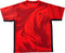 The Yonex YTM14 Mens Tennis T-Shirt in Coral is a vibrant choice for tennis enthusiasts, featuring bold abstract dark red patterns and sleek black side accents. Made from lightweight polyester, this Yonex shirt ensures comfort and breathability on the court. A small black Yonex logo is stylishly placed on the left chest.