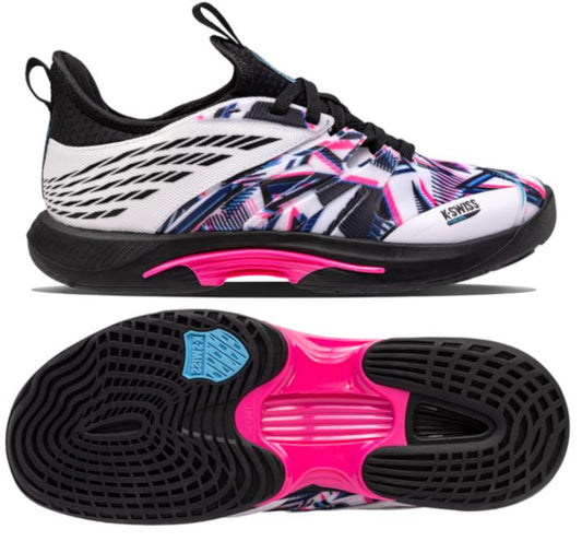 K-Swiss Speedtrac Indoor Court Shoe - White / Black / Neon Pink