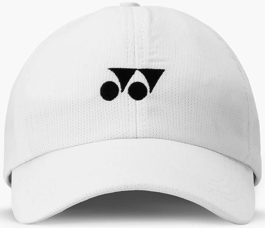 The Yonex 40125EX Tennis Cap in white is a lightweight, adjustable cap featuring Yonex’s black geometric logo on the front—perfect for style and comfort on or off the court.