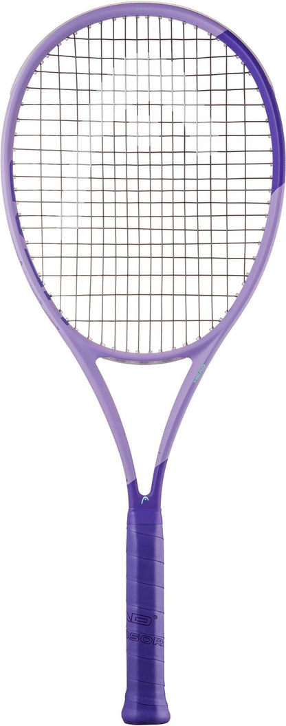 The HEAD Boom MP UL Alternate 2026 Tennis Racket by HEAD is a lightweight purple racket with a black grip and tight strings, shown on a white background—ideal for beginners.