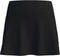 The adidas Court Womens Tennis Skirt - Black features a wide waistband, slight flare, and moisture-wicking fabric, shown against a white background.