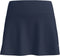 The adidas Court Womens Tennis Skirt - Navy features a wide waistband, slight flare, and moisture-wicking fabric, shown from the front against a white background.