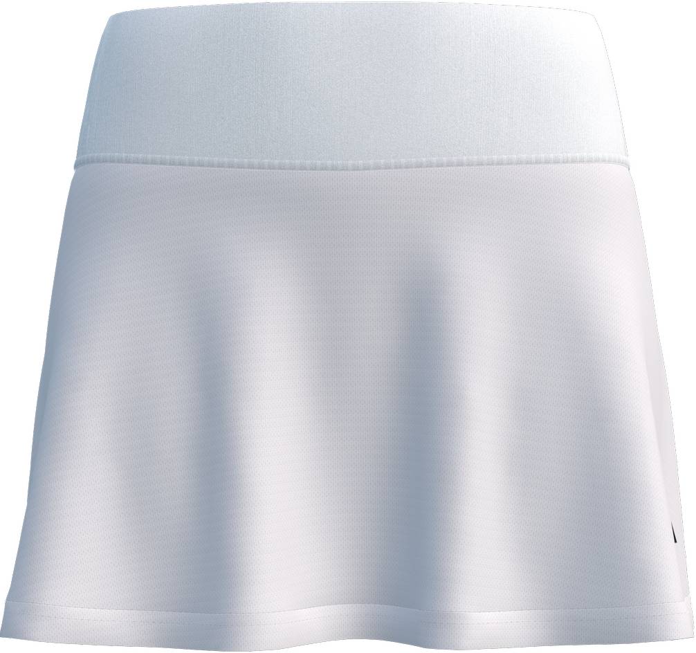 The adidas Court Womens Tennis Skirt - White features a wide, moisture-wicking waistband and is shown on a white background.