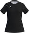 The adidas Court Womens Tennis T-Shirt - Black is a short-sleeve, crew-neck top with moisture-wicking fabric and a small white adidas Court logo on the left chest, shown on a plain white background.