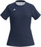 The adidas Court Womens Tennis T-Shirt - Navy features short sleeves, a crew neckline, a fitted silhouette, and a small white adidas logo on the upper left chest.