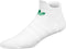 Adidas Originals Low Tennis Socks - White, featuring a green adidas Trefoil logo on the side, shown on an invisible foot form against a plain background.